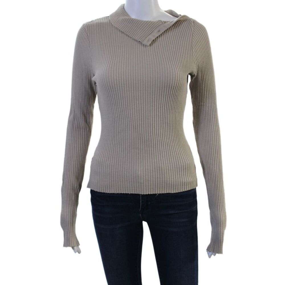 The Range Unisex Beige Mock Neck Pullover Sweater Long Sleeve Size S